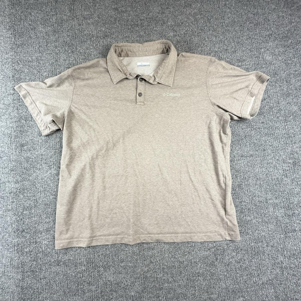 Columbia Polo Shirt Mens XL Beige Omni-Wick Golf Performance Jersey Top Casual